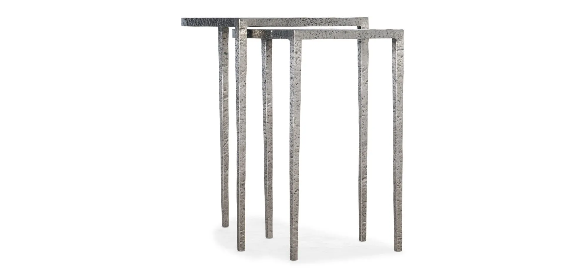 Chapman Metal Nesting Tables in Unique hand-hammered forged pewter finish by Hooker Furniture