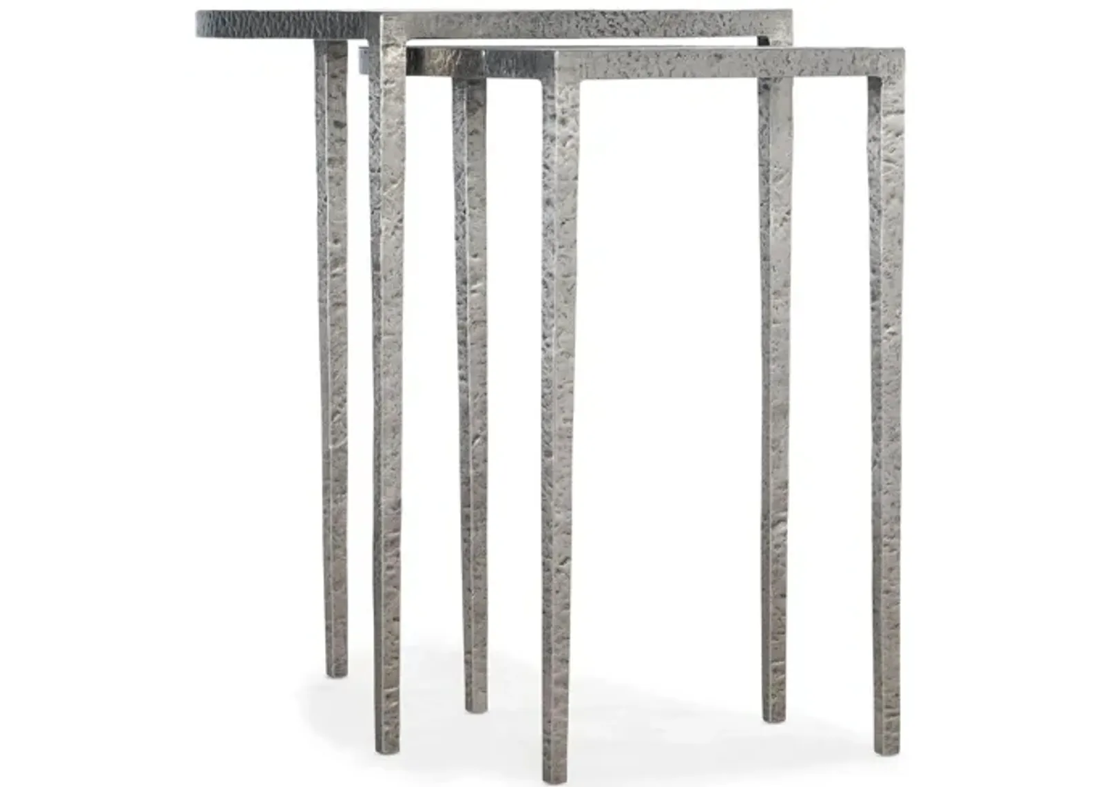 Chapman Metal Nesting Tables in Unique hand-hammered forged pewter finish by Hooker Furniture