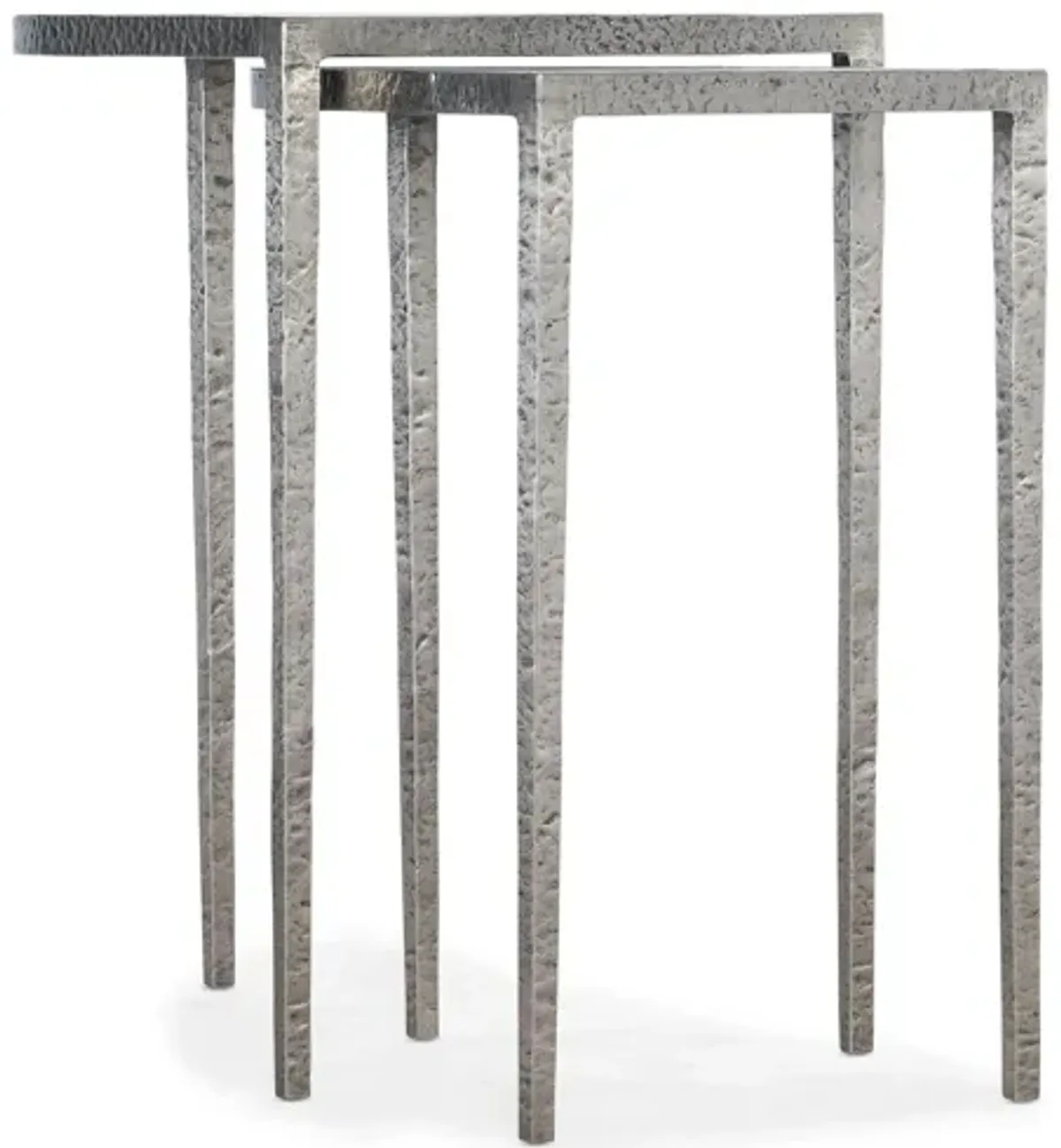 Chapman Metal Nesting Tables in Unique hand-hammered forged pewter finish by Hooker Furniture