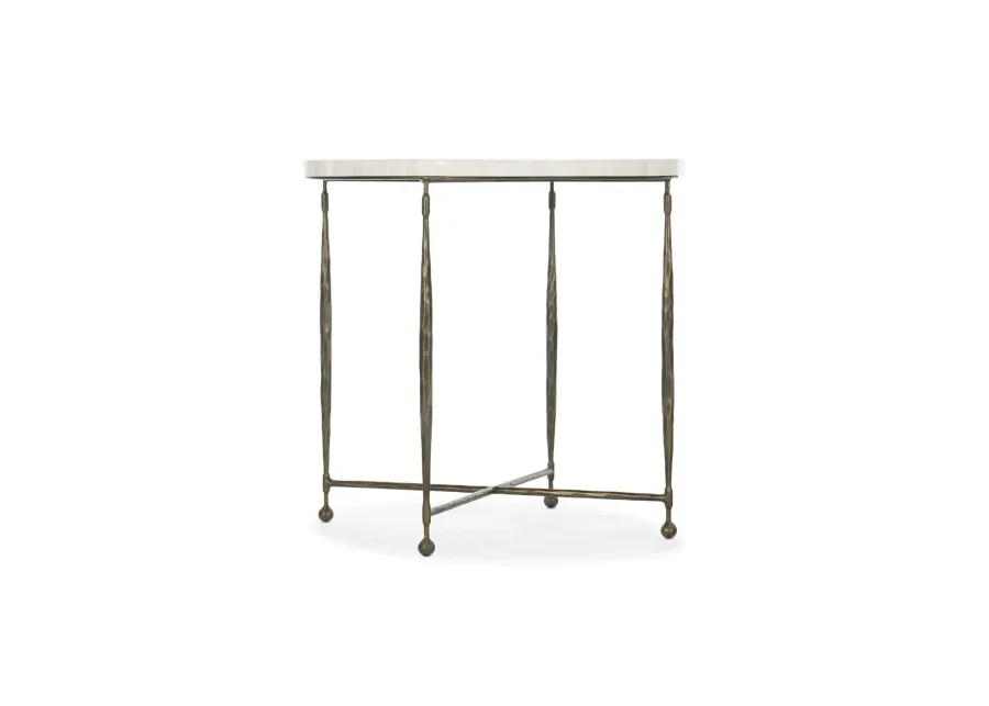 Commerce & Market Round End Table in Bronze metal base with natural bone inlay top by Hooker Furniture