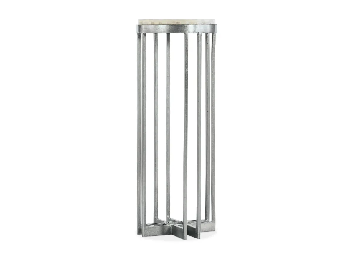 Melange Marin 32in Accent End Table in Pewter metal base with tumbled white onyx by Hooker Furniture