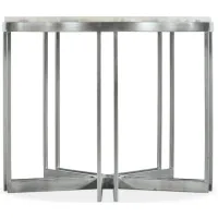 Melange Marin Round Lamp Table in Pewter metal base with tumbled white onyx by Hooker Furniture
