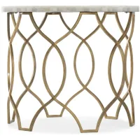 Melange Corrina Round Lamp Table in Gold leaf metal base with White Onyx top by Hooker Furniture