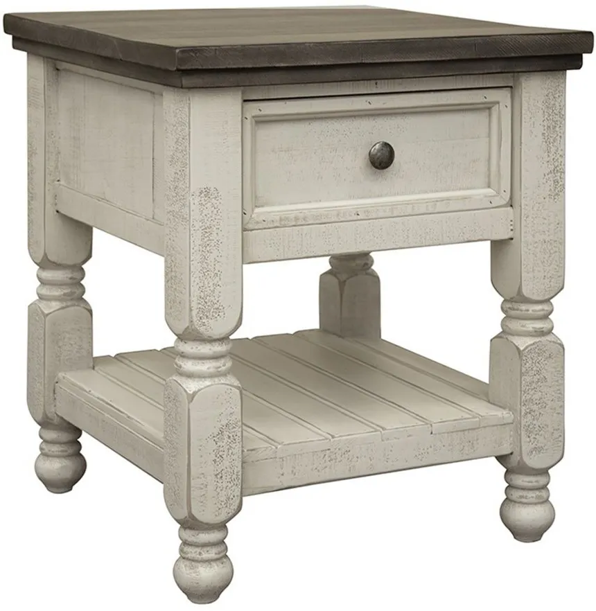 Stone Square End Table in White by International Furniture Direct