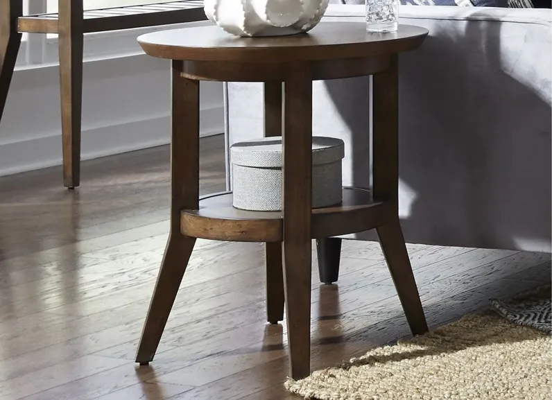 Ventura Blvd Round End Table in Dark Brown by Liberty Furniture by
