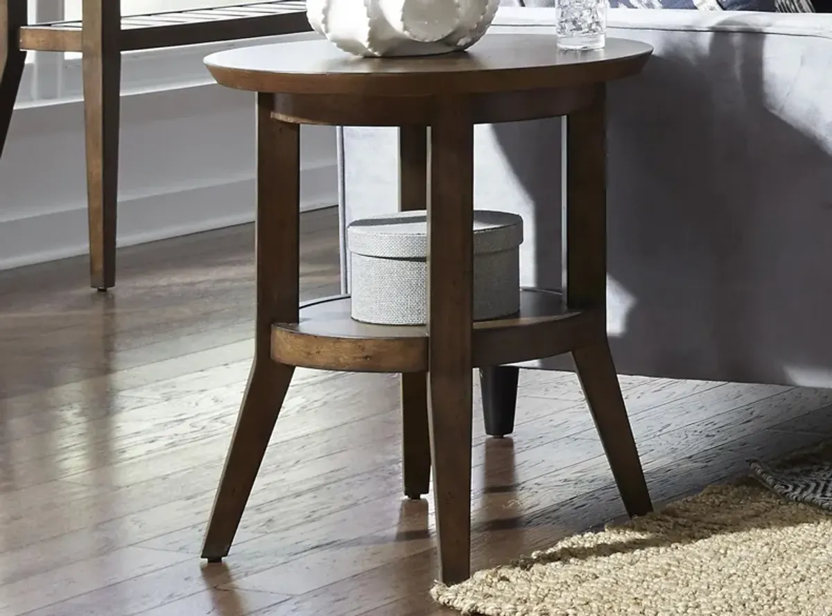 Ventura Blvd Round End Table in Dark Brown by Liberty Furniture