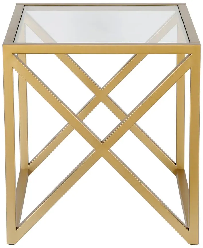 Calix Square Side Table in Brass by Hudson & Canal