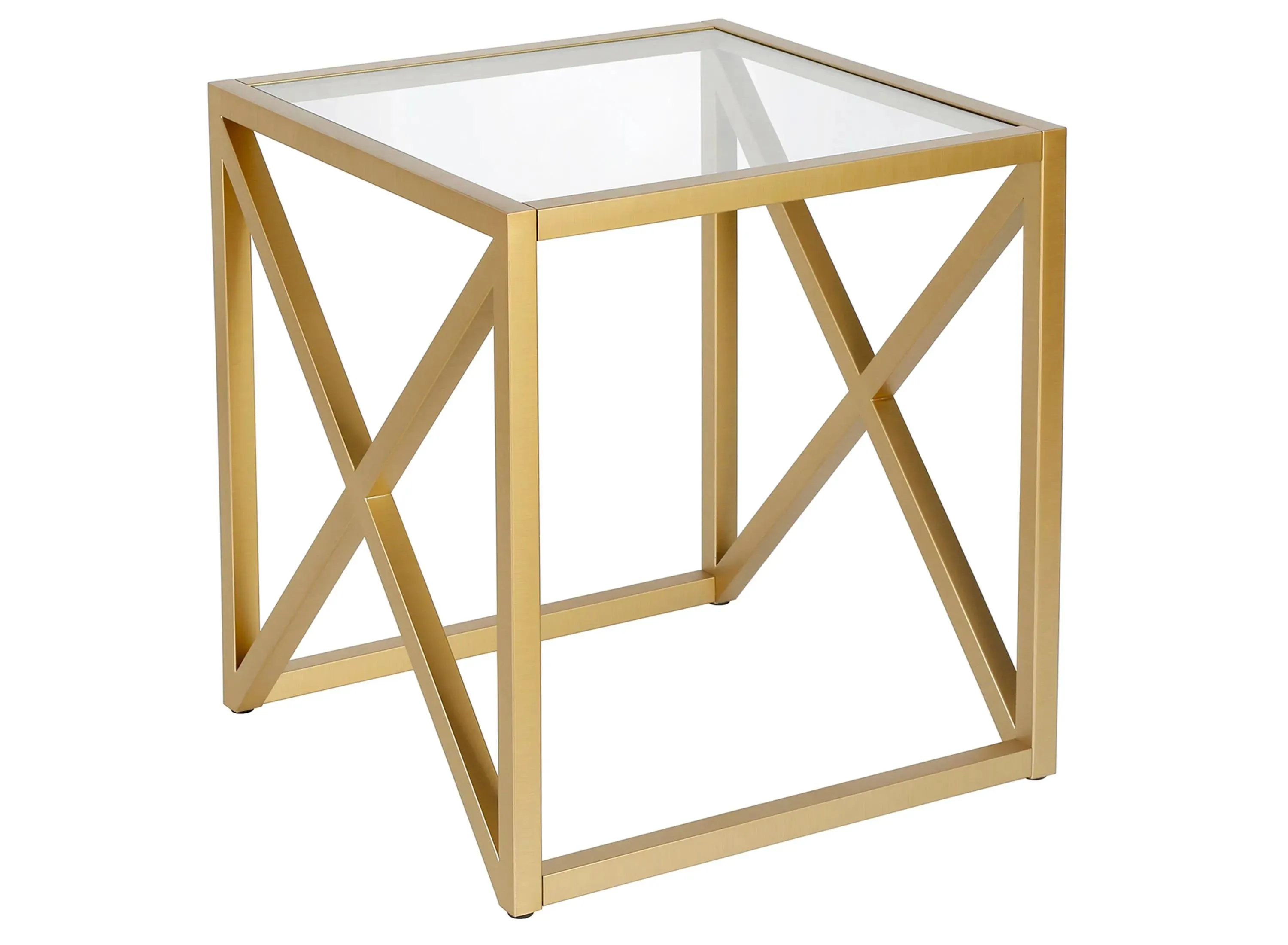 Calix Square Side Table in Brass by Hudson & Canal