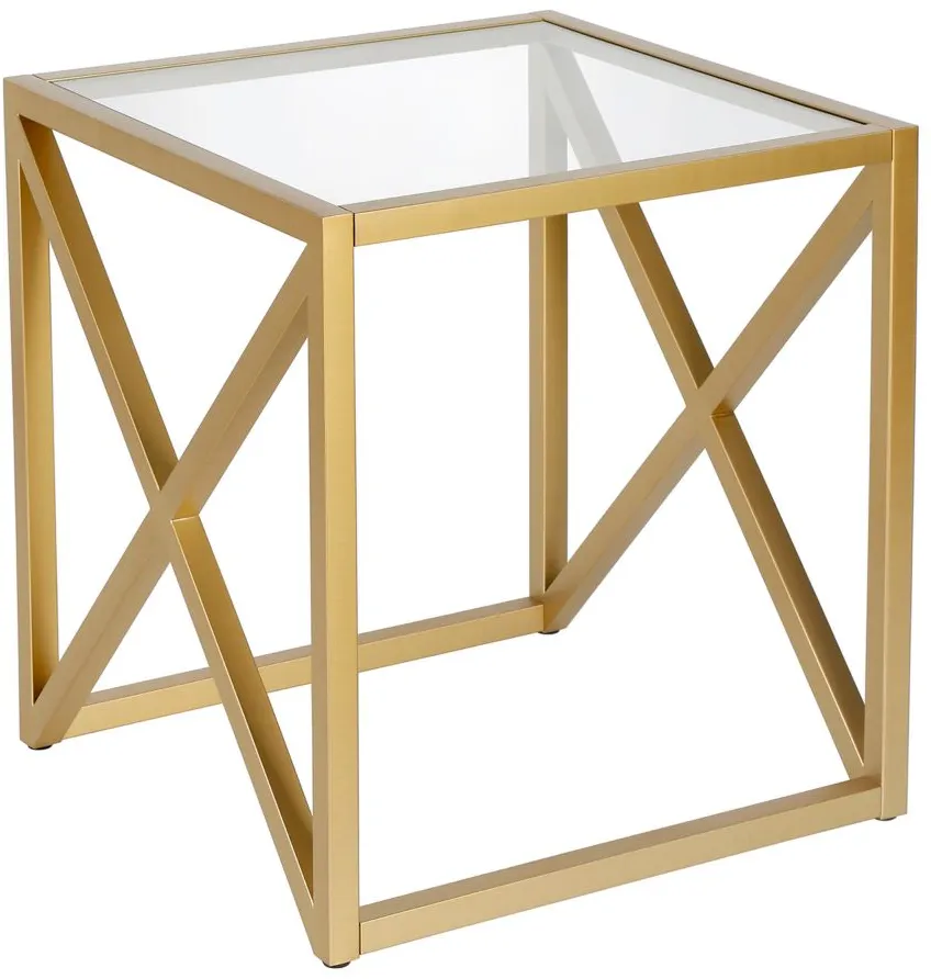 Calix Square Side Table in Brass by Hudson & Canal