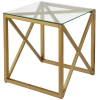Doreen Square Side Table in Brass by Hudson & Canal