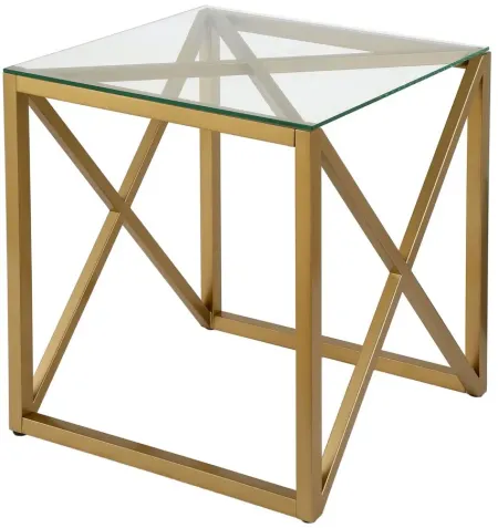 Doreen Square Side Table in Brass by Hudson & Canal