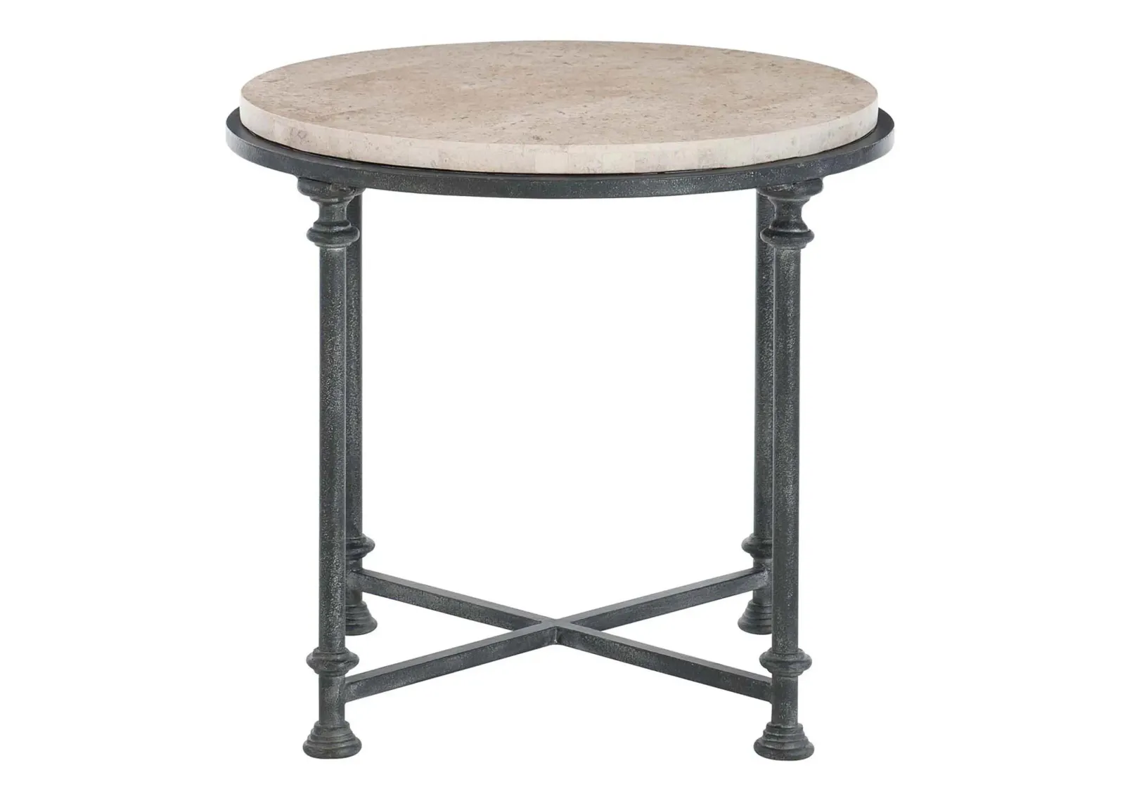 Galesbury Round End Table in Honed Travertine by Bernhardt