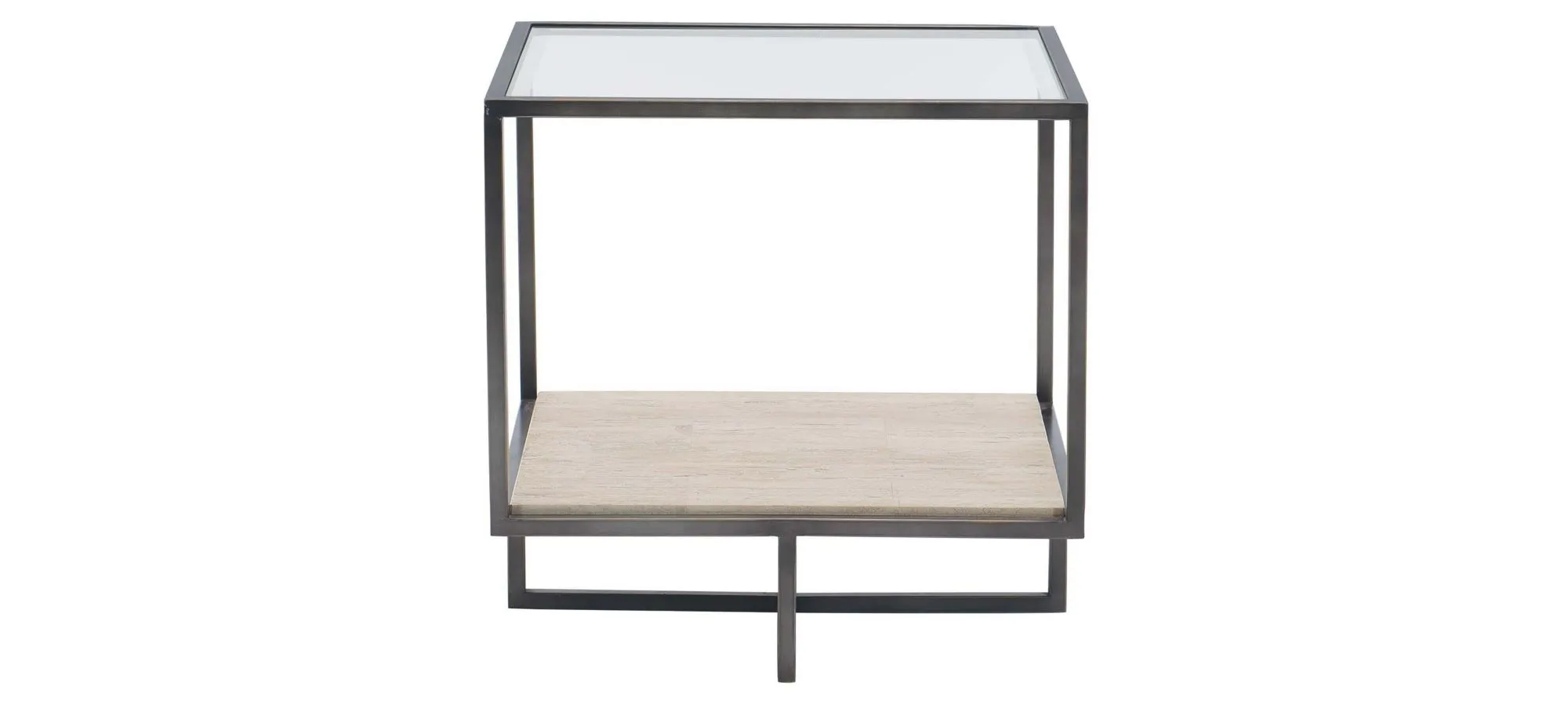 Harlow Square End Table in White Travertine by Bernhardt