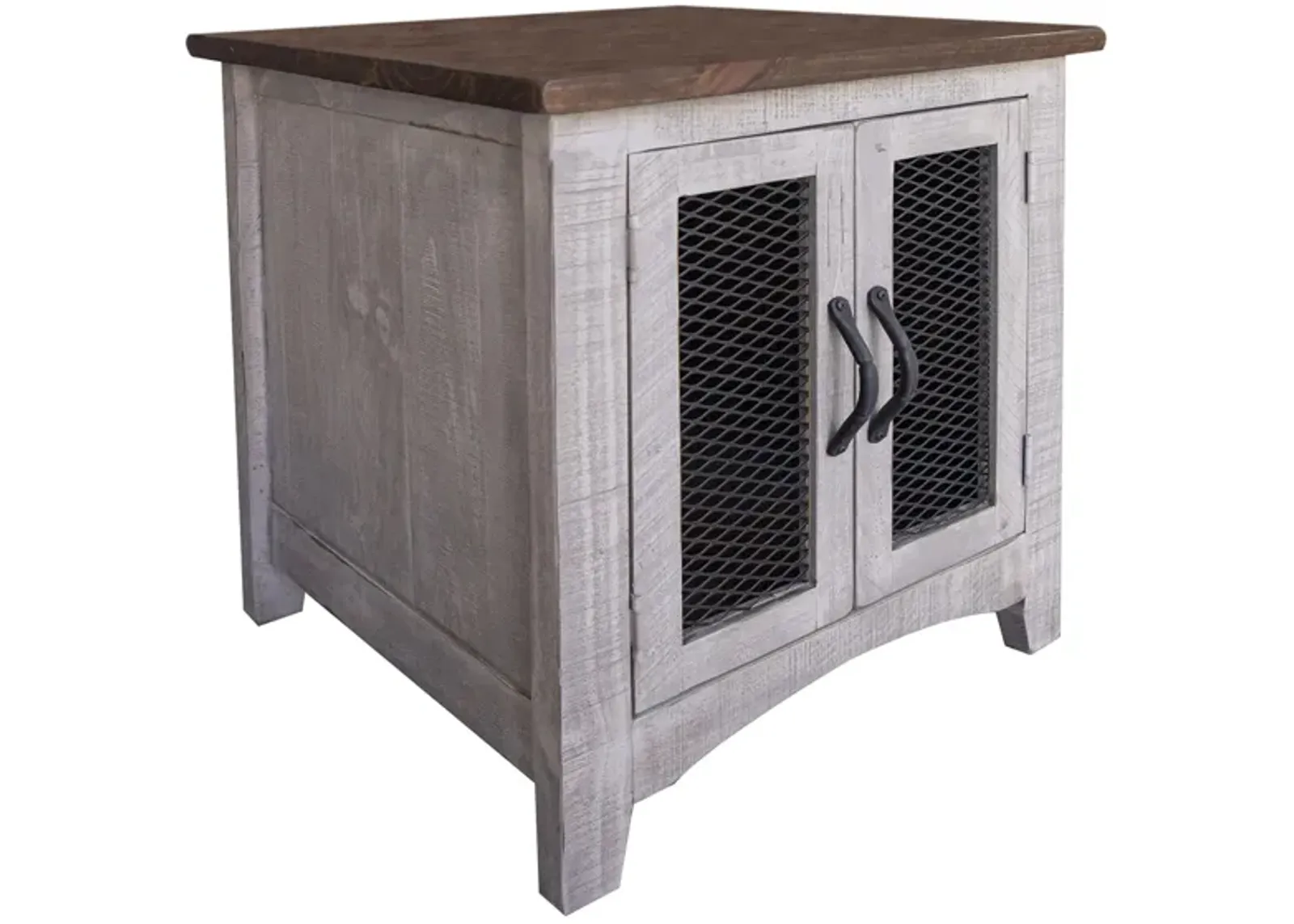 Pueblo Square End Table in Light Gray by International Furniture Direct