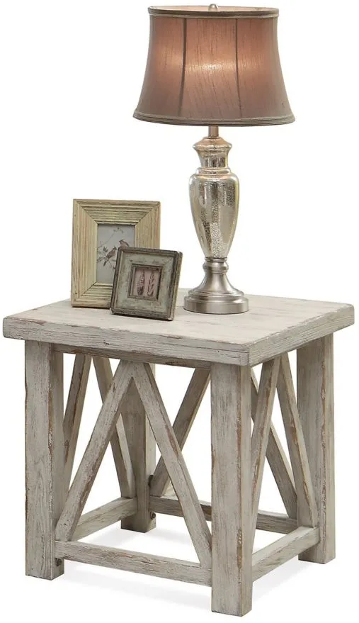 Aberdeen Rectangular End Table in Weathered Worn White by Riverside Furniture