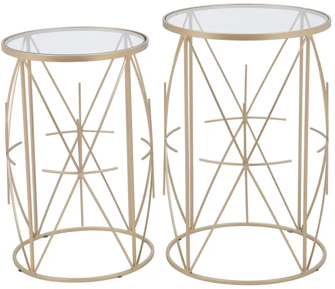 Hadrian Set of 2 Side Tables in Gold by Zuo Modern