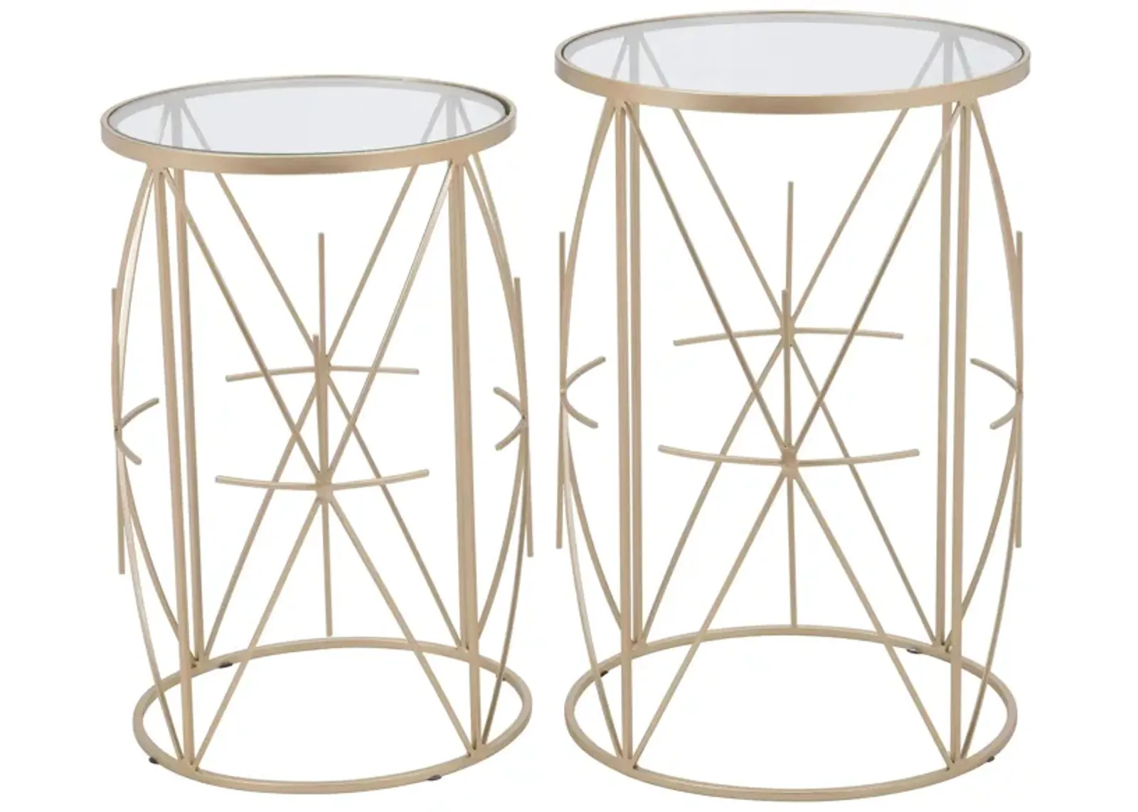 Hadrian Set of 2 Side Tables in Gold by Zuo Modern