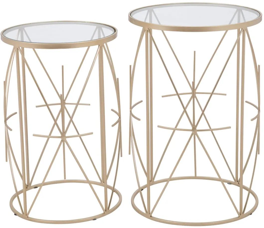 Hadrian Set of 2 Side Tables in Gold by Zuo Modern