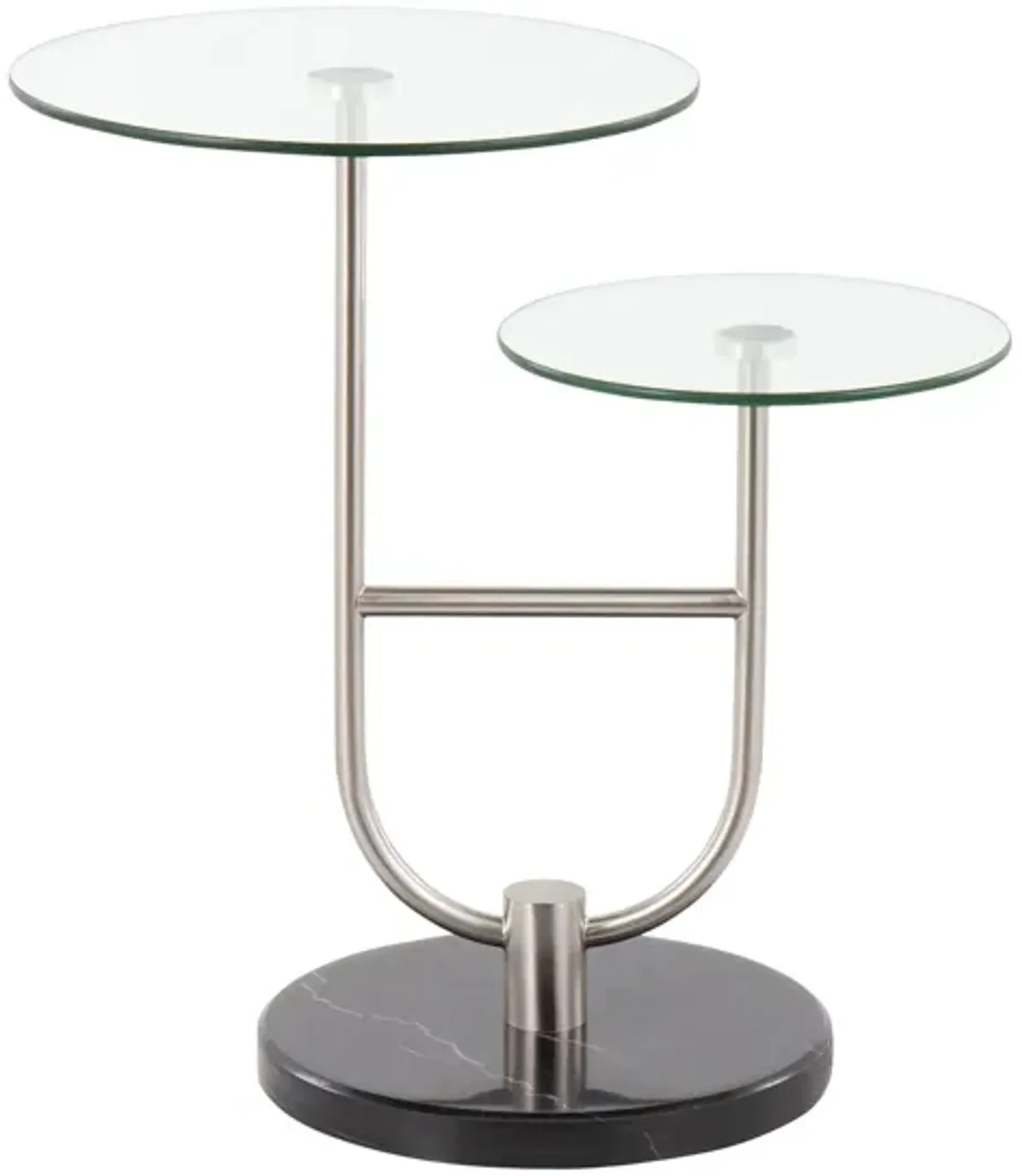 Trombone End Table in Black Marble, Nickel by Lumisource