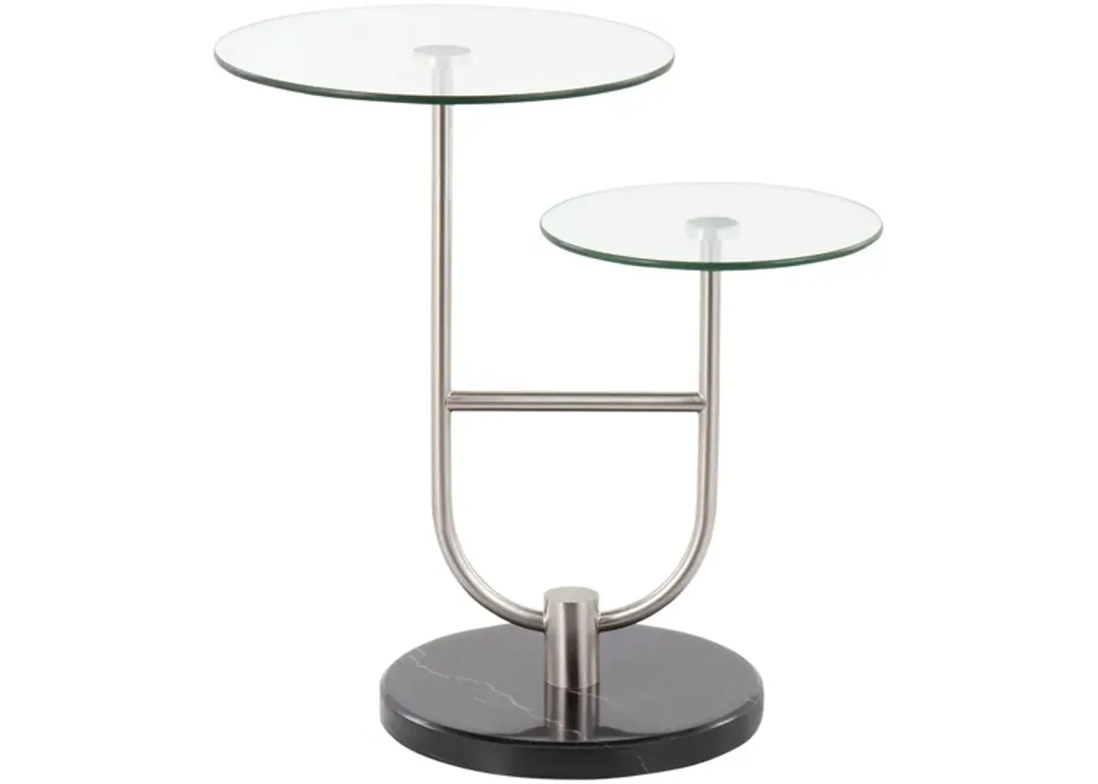 Trombone End Table in Black Marble, Nickel by Lumisource