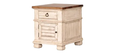 Belmont End Table in Timbered Brown Farmhouse & Antique Linen by Napa Furniture Design