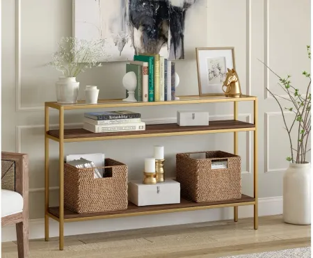 Felicia Console Table in Gold;Walnut by Hudson & Canal