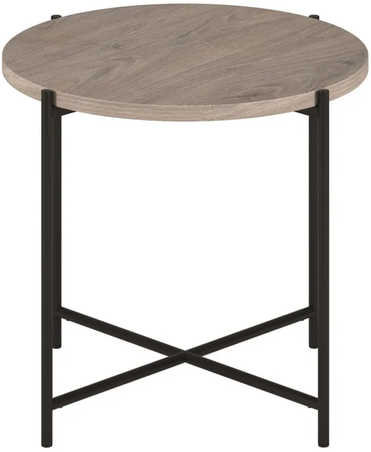 Lynnette Side Table in Blackened Bronze;Antiqued Gray Oak by Hudson & Canal