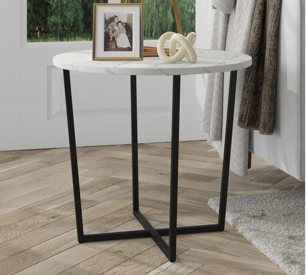 Anastasia Side Table in Blackened Bronze/Faux Marble by Hudson & Canal