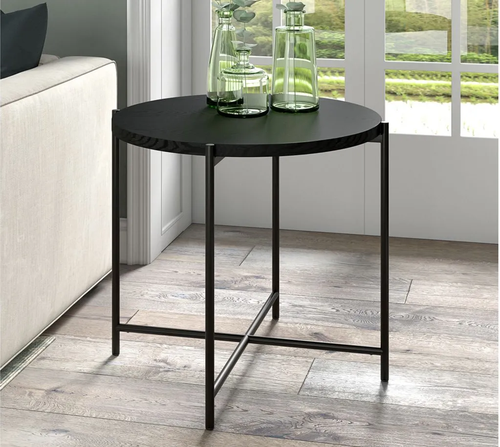 Lynnette Side Table in Blackened Bronze/Black Grain by Hudson & Canal