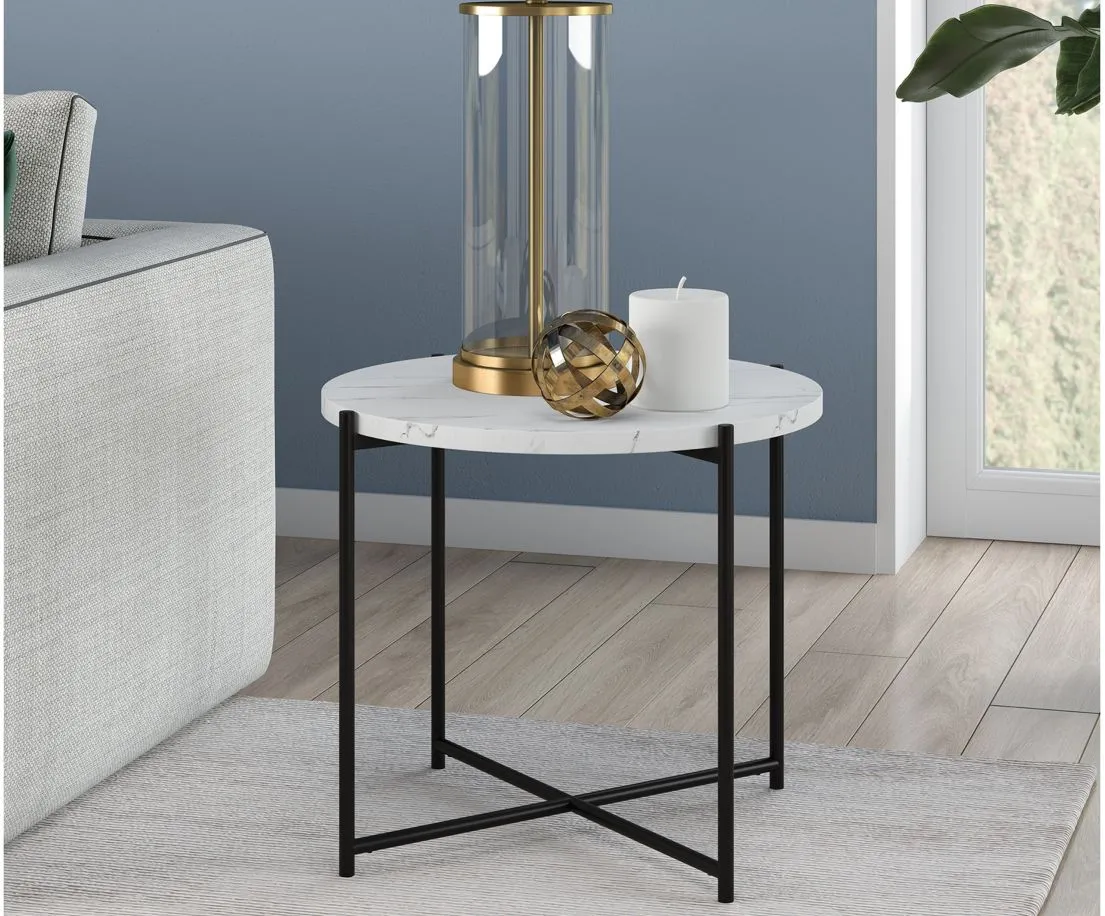 Lynnette Side Table in Blackened Bronze/Faux Marble by Hudson & Canal