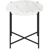 Lynnette Side Table in Blackened Bronze/Faux Marble by Hudson & Canal