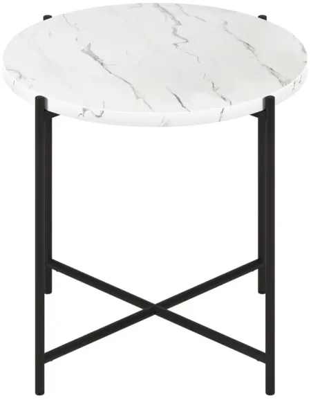 Lynnette Side Table in Blackened Bronze/Faux Marble by Hudson & Canal
