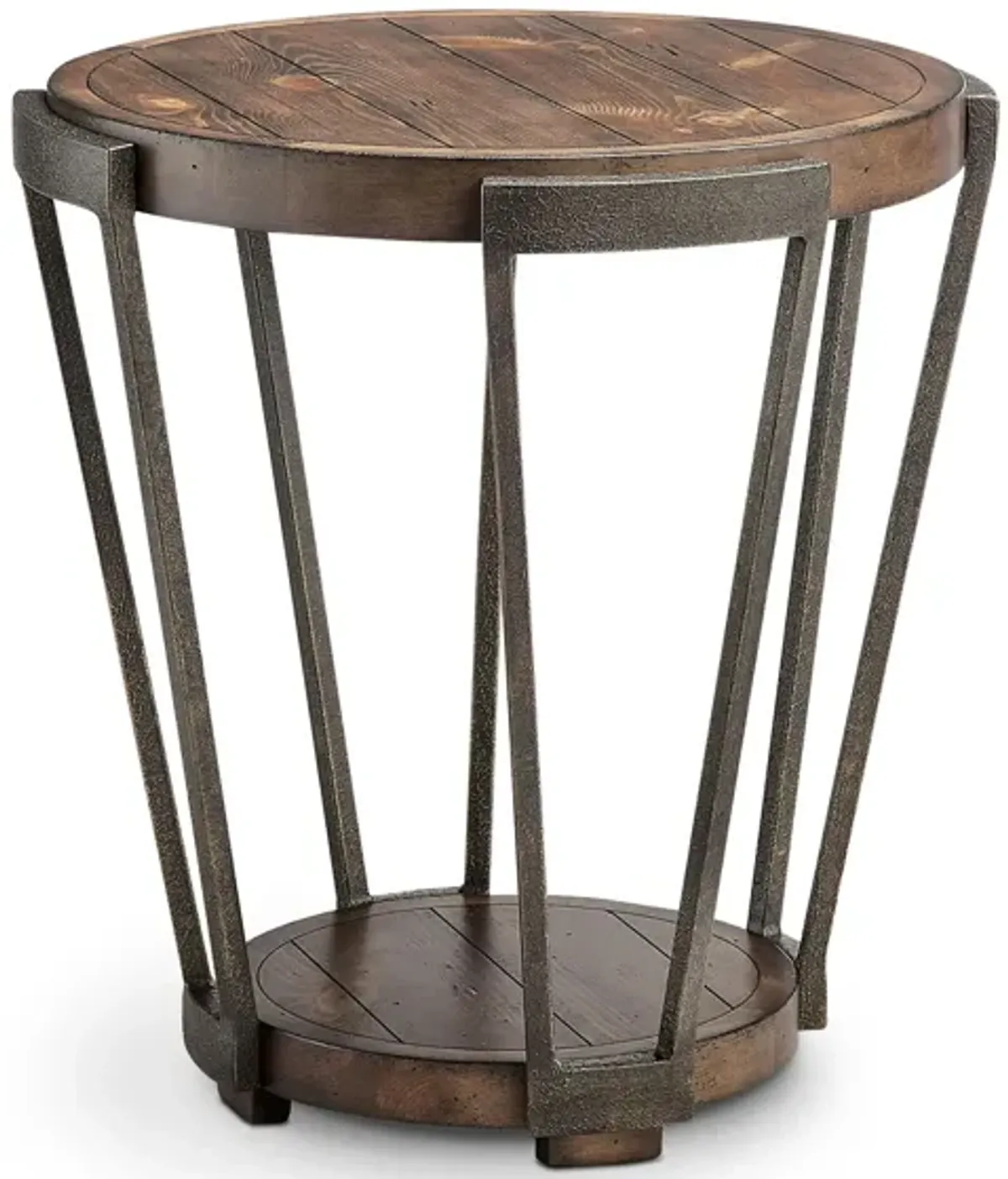 Monarch Yukon Round End Table in Bourbon, Aged Iron by Magnussen Home