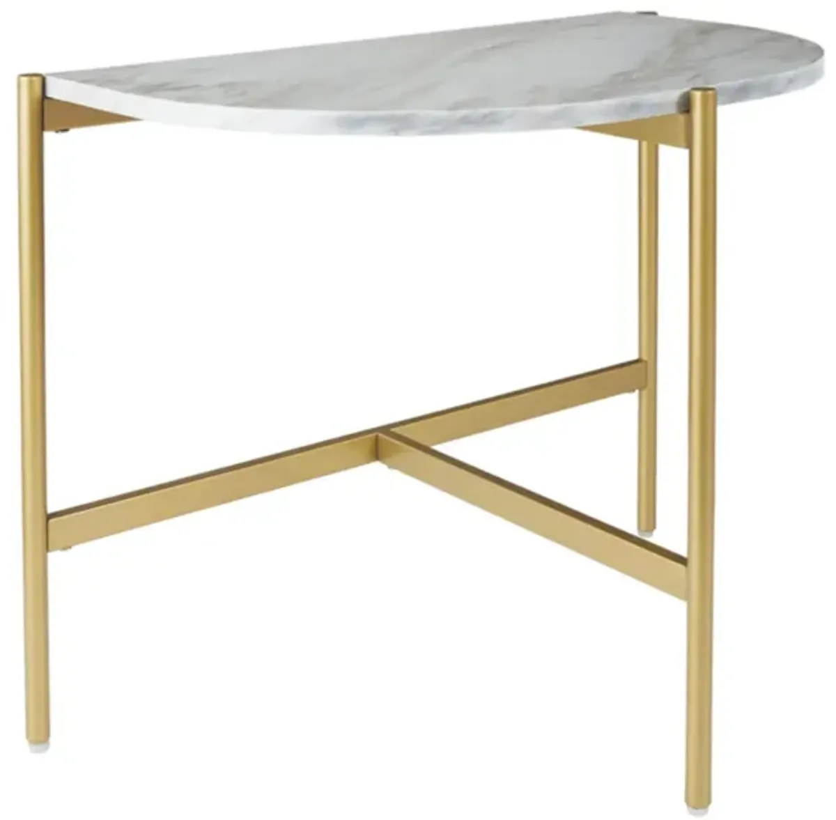 Wynora Contemporary Chairside End Table in White/Gold by Ashley Express