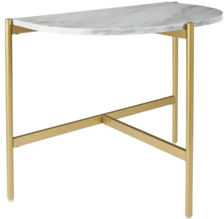 Wynora Contemporary Chairside End Table in White/Gold by Ashley Express