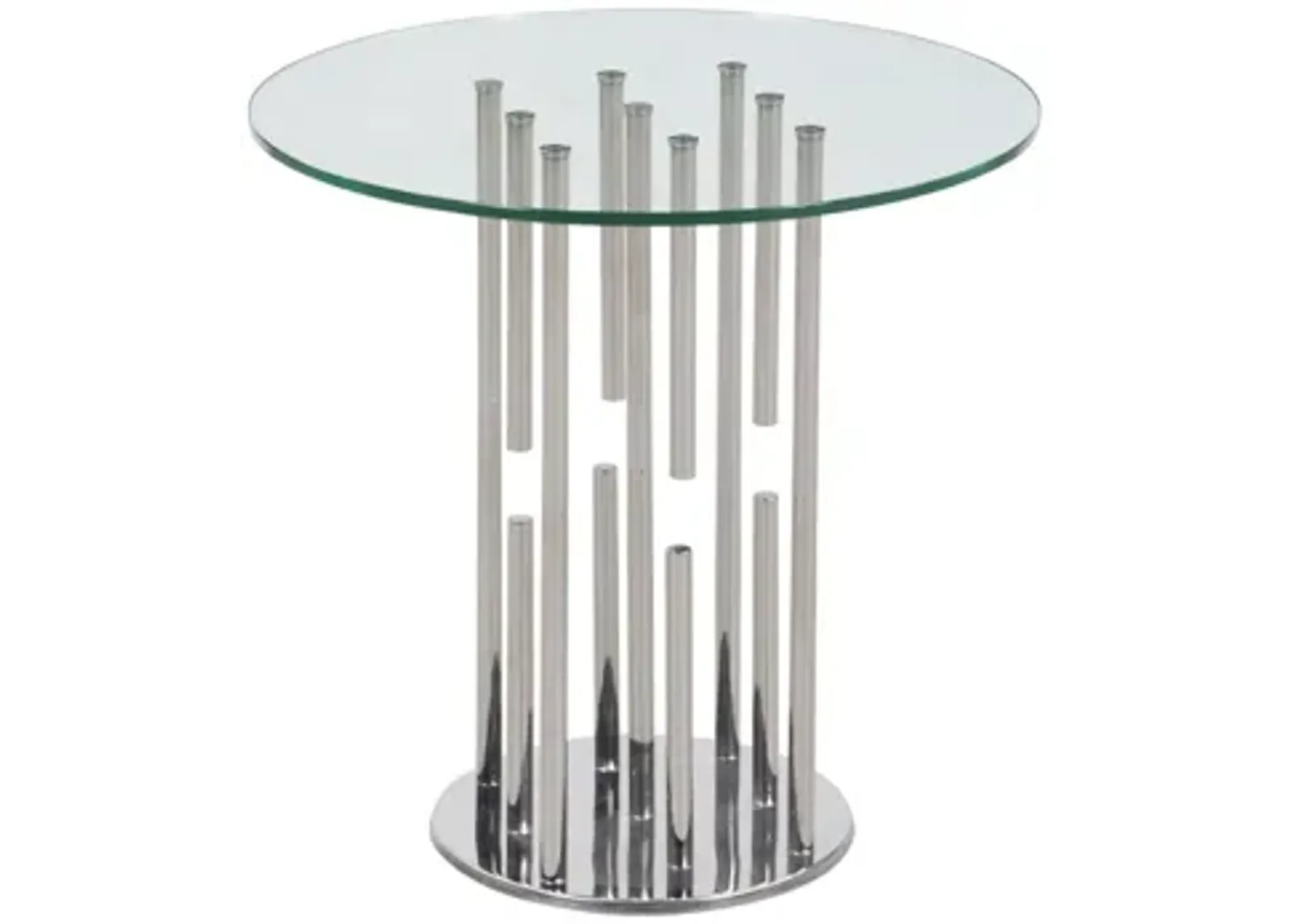 Charissa Lamp Table in Clear/Polished SS by Chintaly Imports