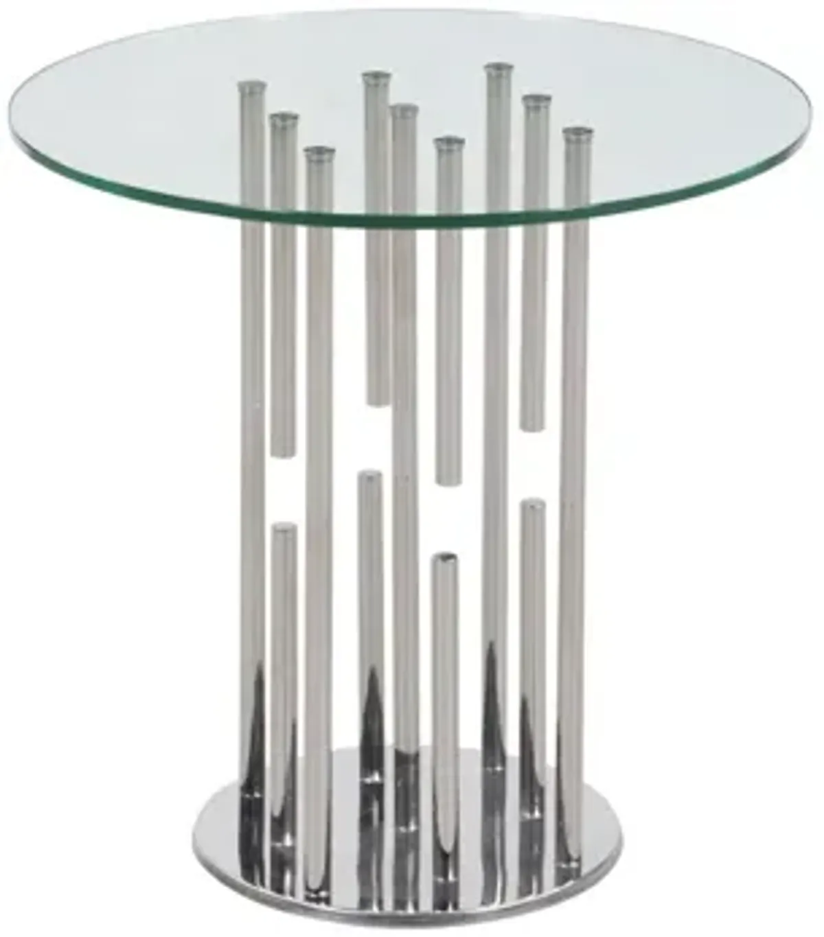 Charissa Lamp Table in Clear/Polished SS by Chintaly Imports