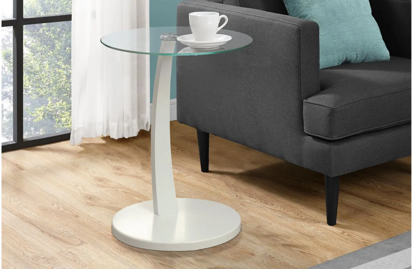 Dexter Round Accent Table in White by Monarch Specialties