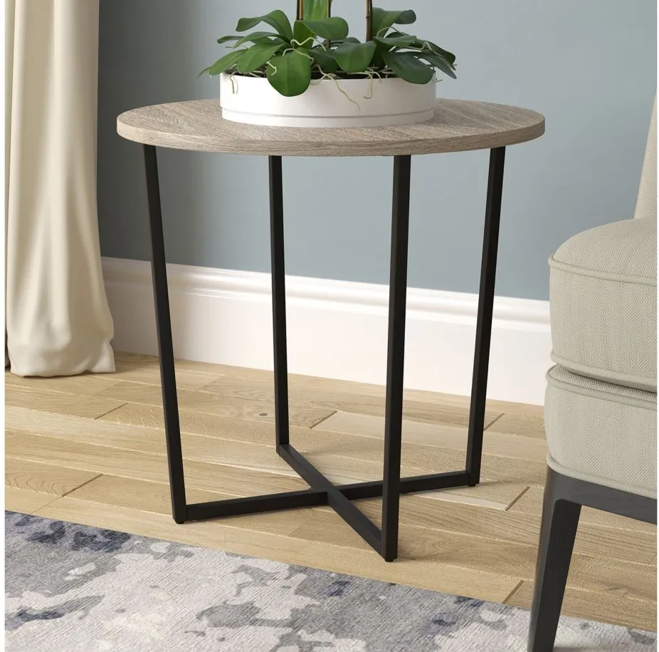 Greer Side Table in Blackened Bronze/Antiqued Gray Oak by Hudson & Canal