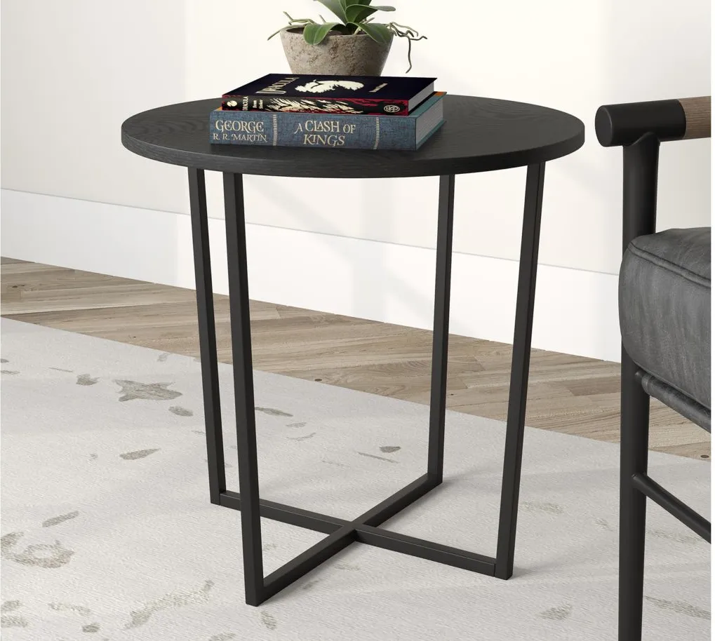 Greer Side Table in Blackened Bronze/Black Grain by Hudson & Canal