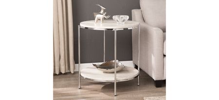 Cagney Round Faux Marble End Table in Chrome by SEI Furniture