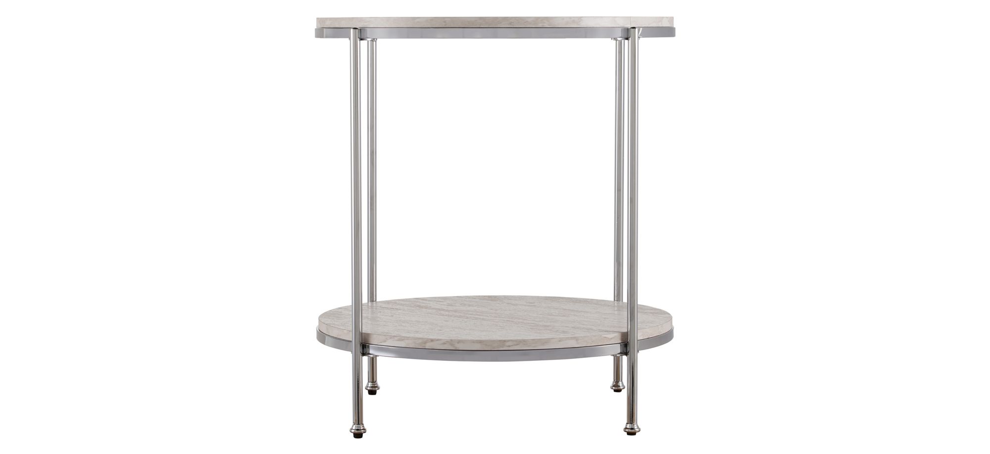 Cagney Round Faux Marble End Table in Chrome by SEI Furniture