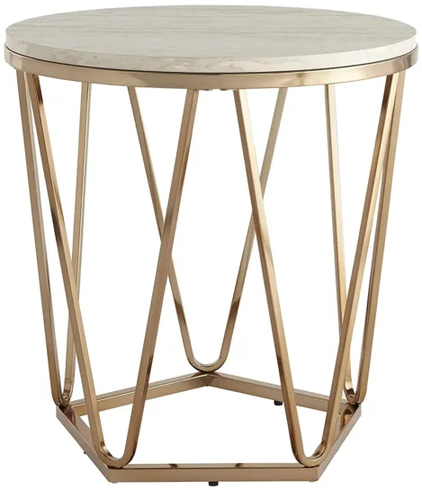 Bideford Round Faux Marble End Table in Champagne by SEI Furniture