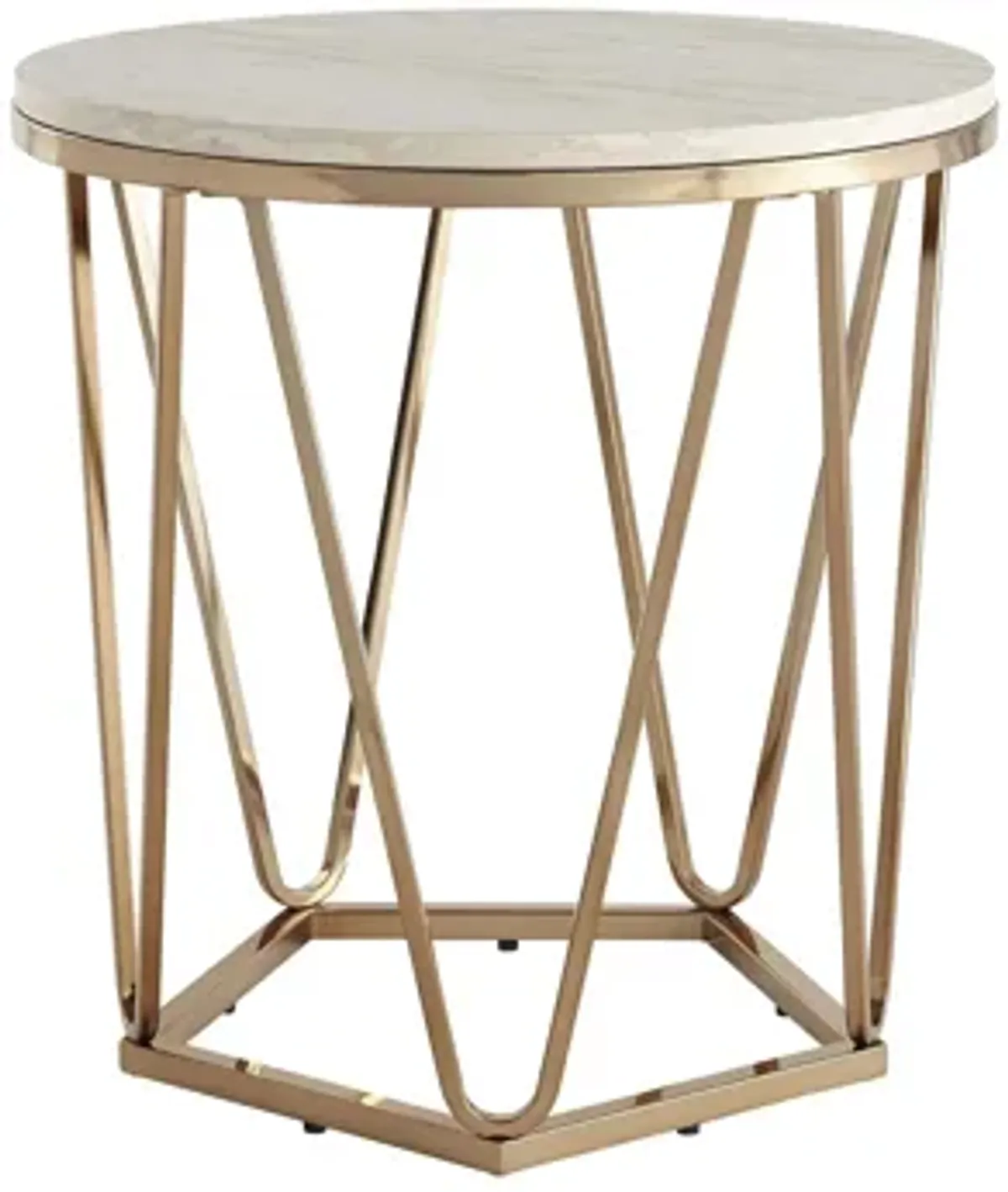 Bideford Round Faux Marble End Table