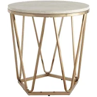 Bideford Round Faux Marble End Table in Champagne by SEI Furniture