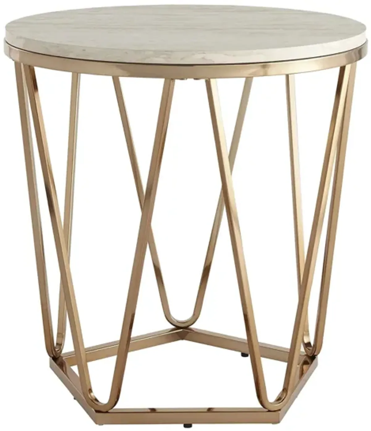 Bideford Round Faux Marble End Table