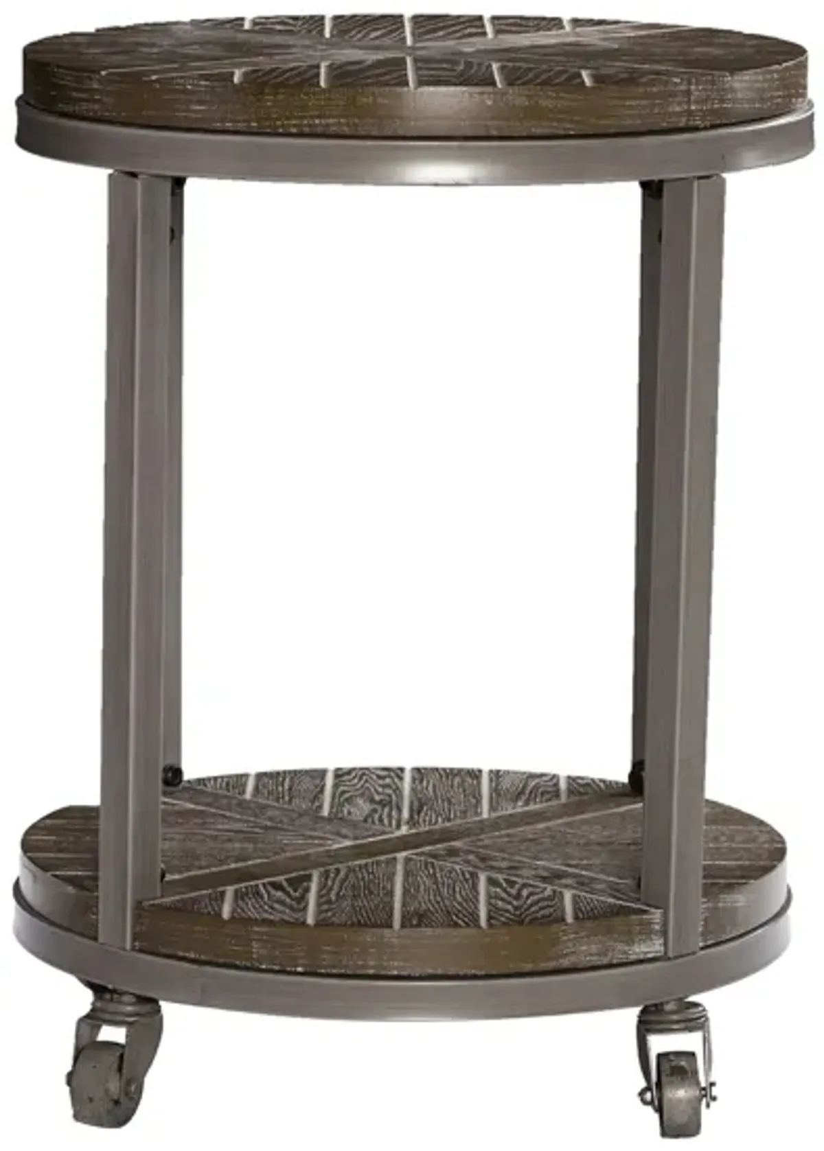 Taylor Urban Industrial Round End Table in Brown by SEI Furniture