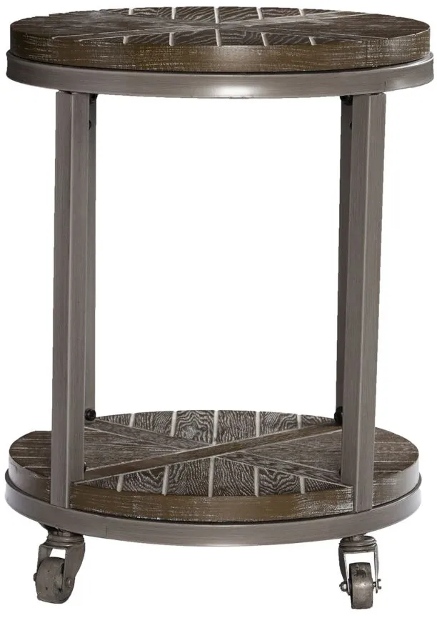 Taylor Urban Industrial Round End Table in Brown by SEI Furniture