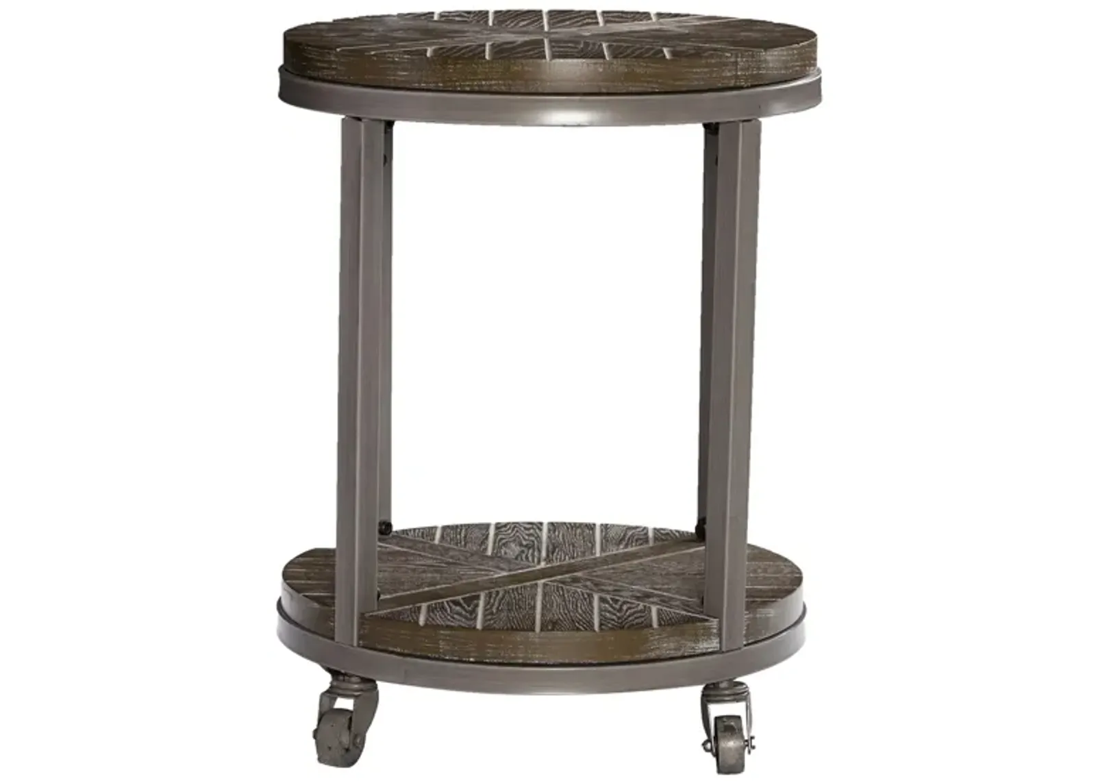 Taylor Urban Industrial Round End Table in Brown by SEI Furniture