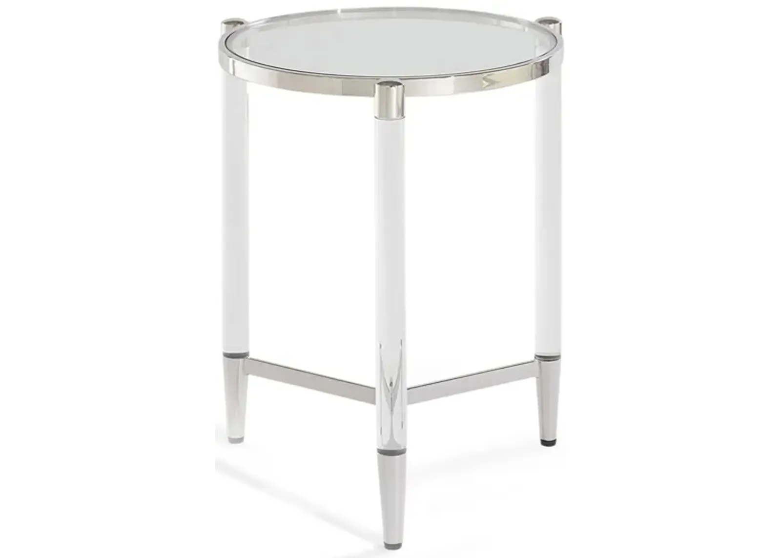 Marilyn Glass Top and Steel Base Round End Table in PSS/Acrylic by Bellanest